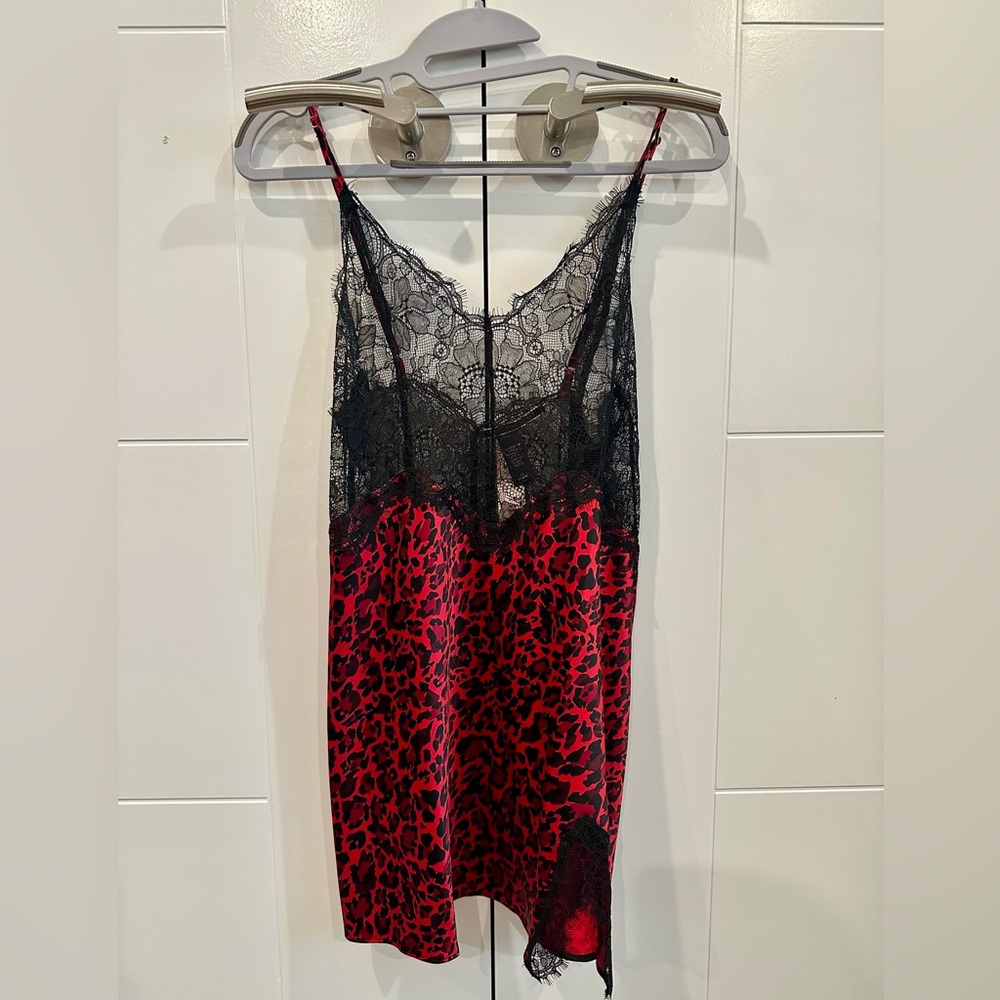 Victoria's Secret Red and Black Lace Chemise